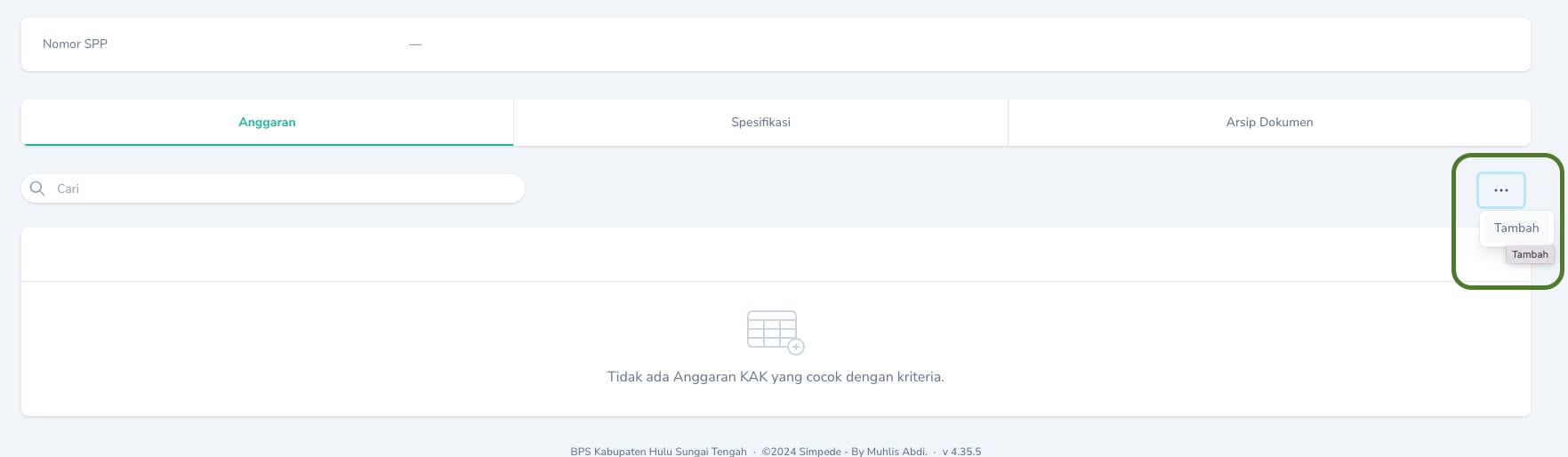 Tambah Mata Anggaran