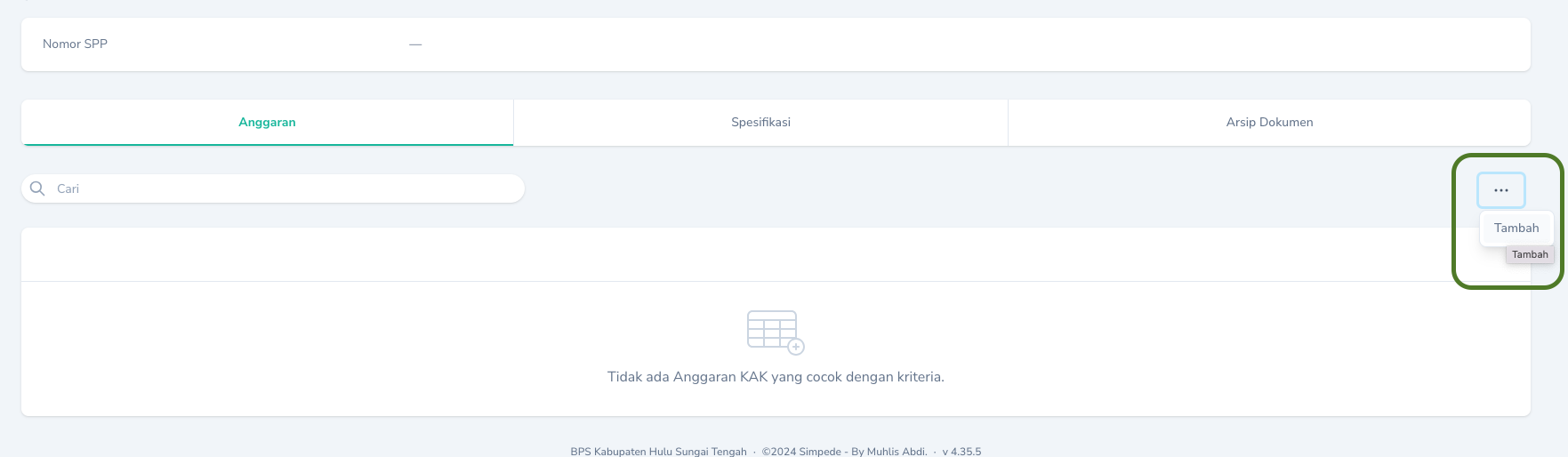 Tambah Mata Anggaran