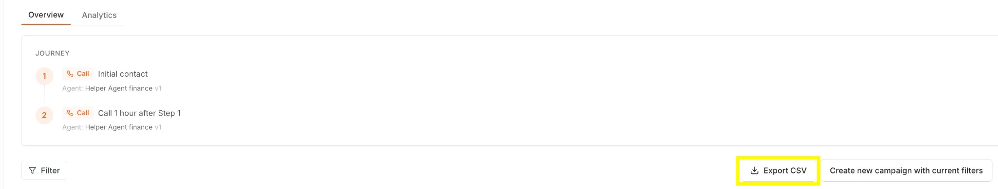 Campaign export CSV button