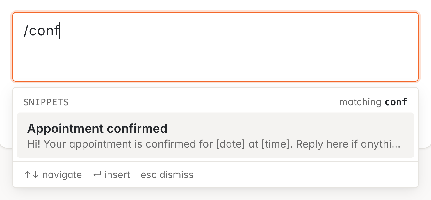 Snippet list filtered to a single match