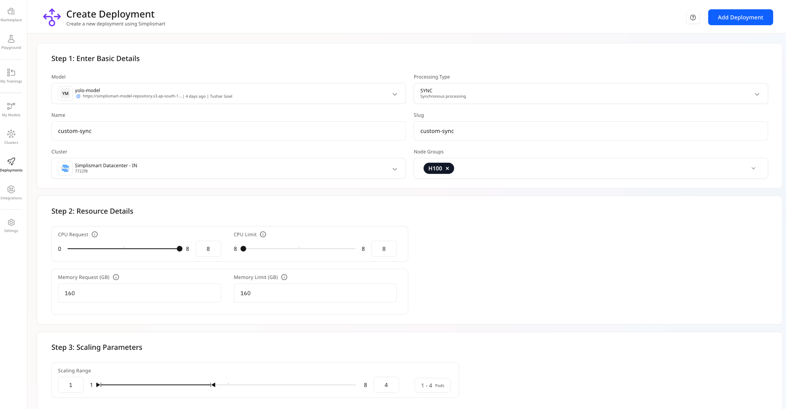 Deploying a Custom Model - Documentation