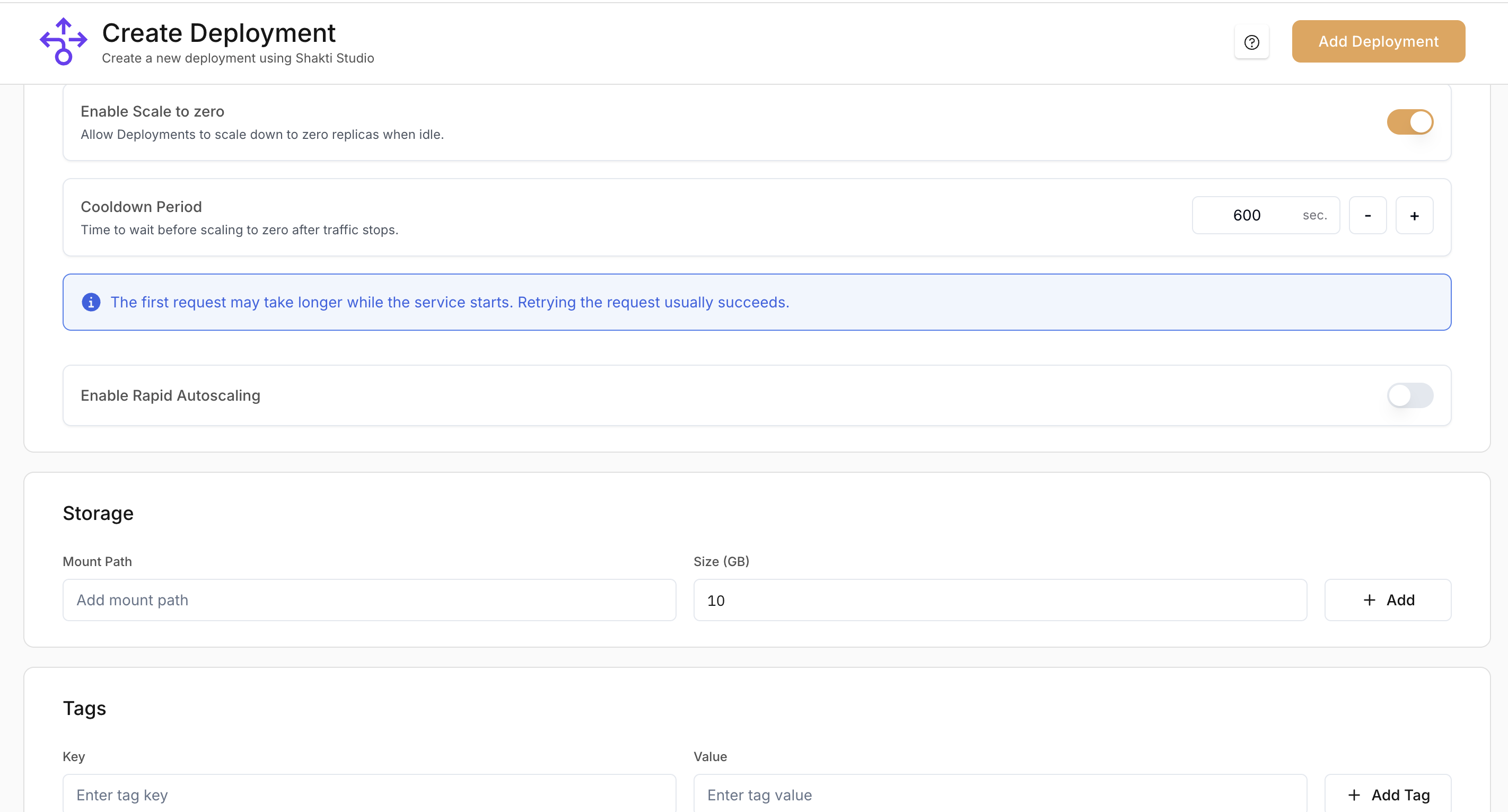 Scaling parameters and pod limits