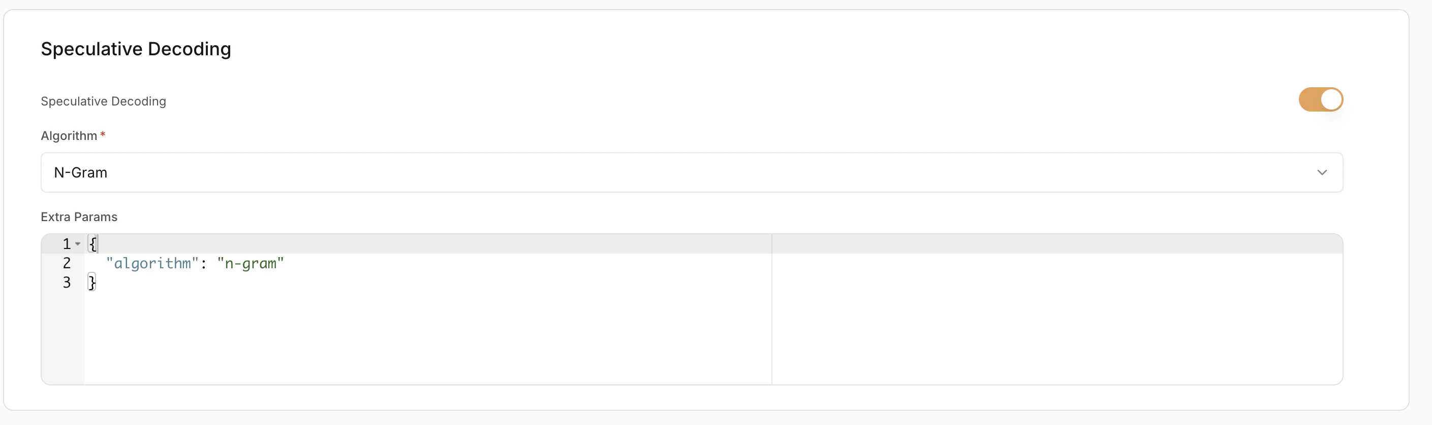 Speculative decoding toggle and extra params