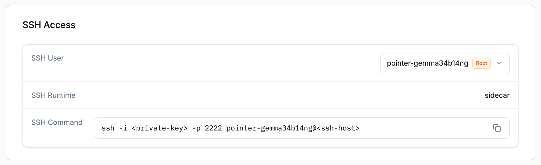 SSH into container