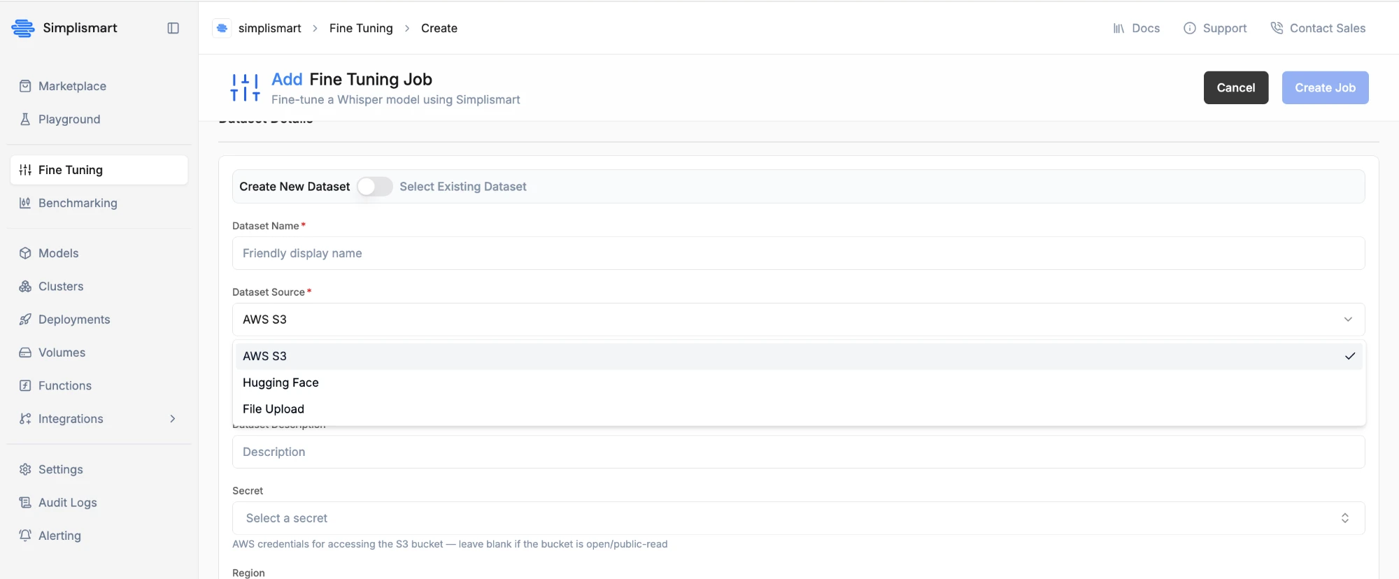 Dataset source options