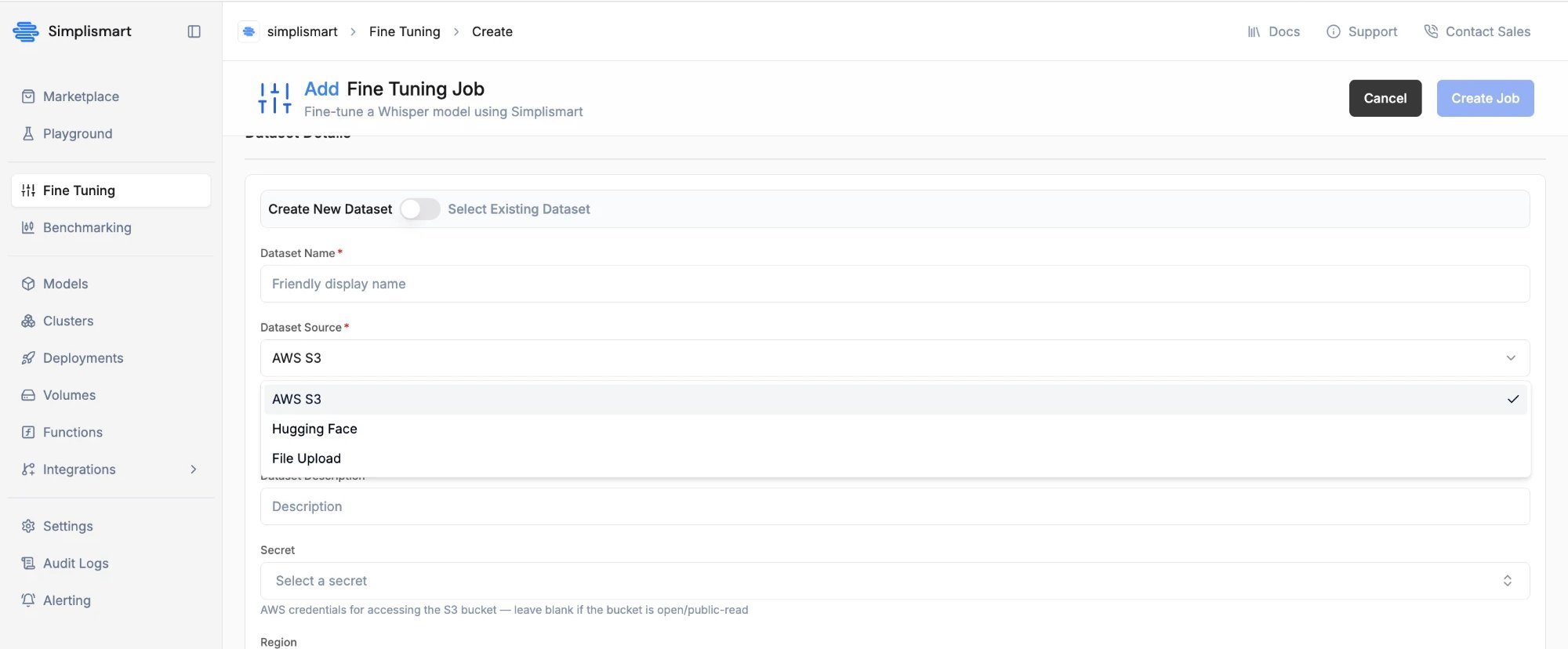 Dataset source options