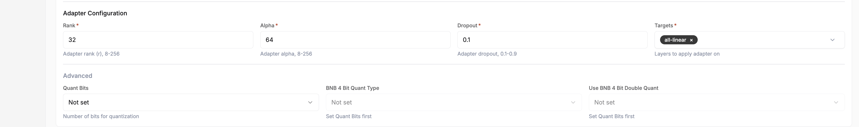 Adapter configuration