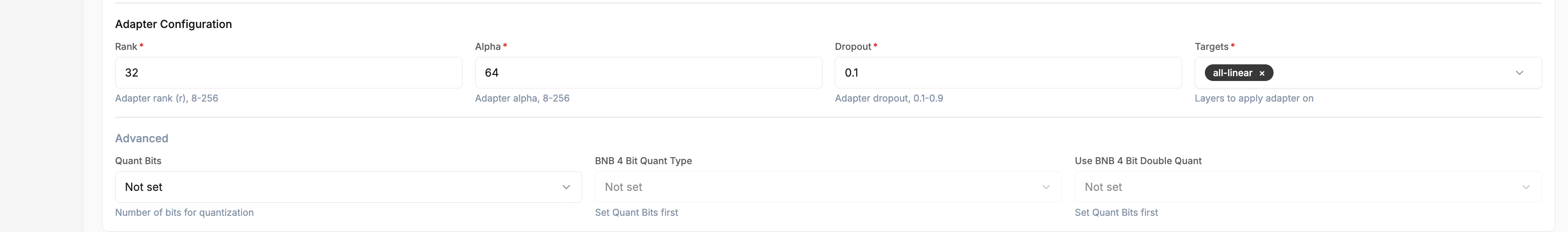 Adapter configuration