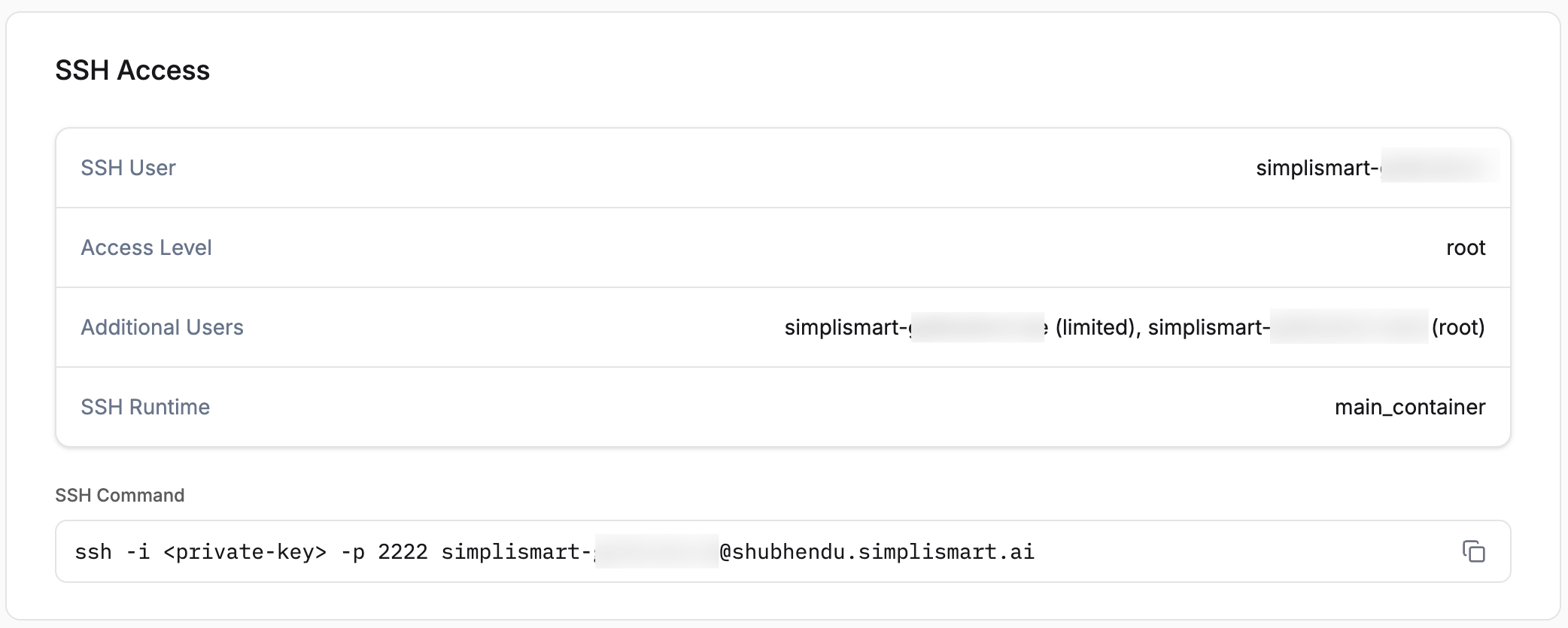 SSH into container