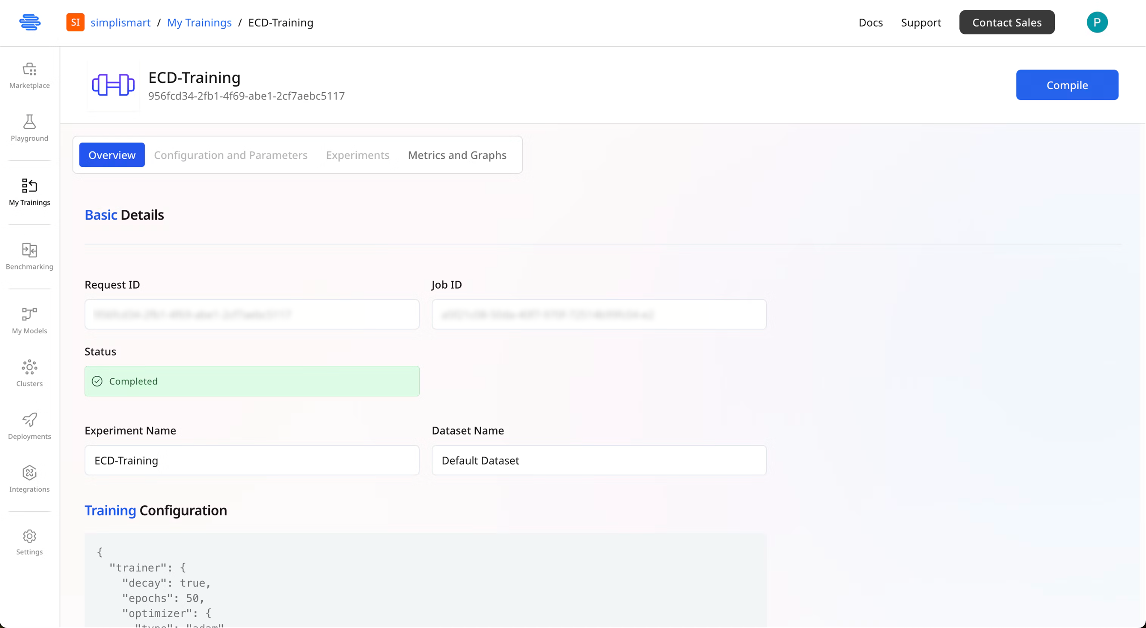 Training complete screen