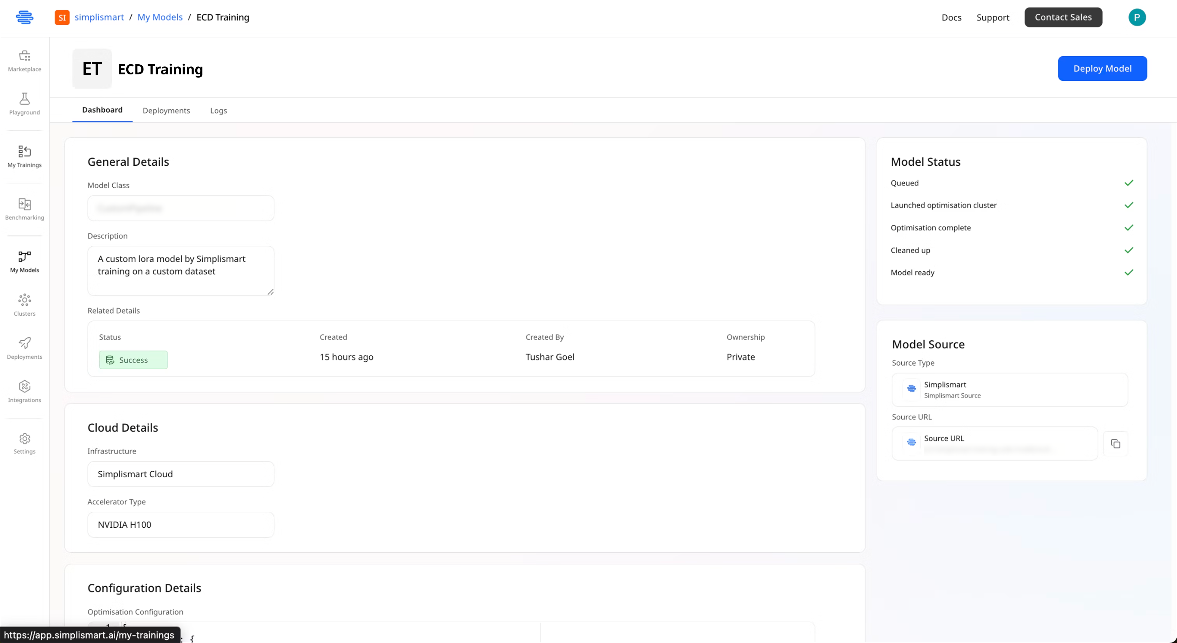 Initiate model deployment