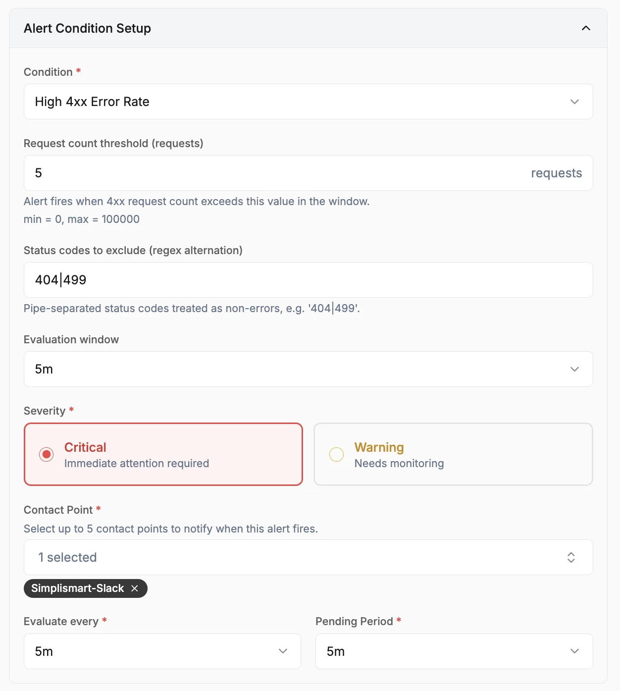 Alert Condition Setup