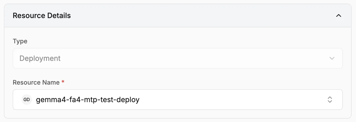Resource Details: select deployment
