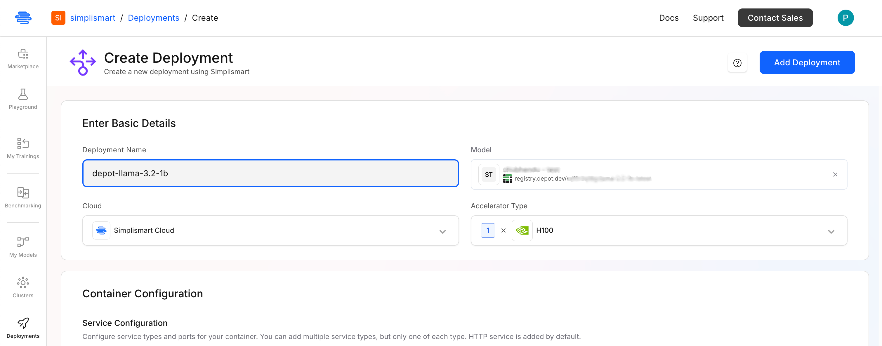 Create Deployment - basic details