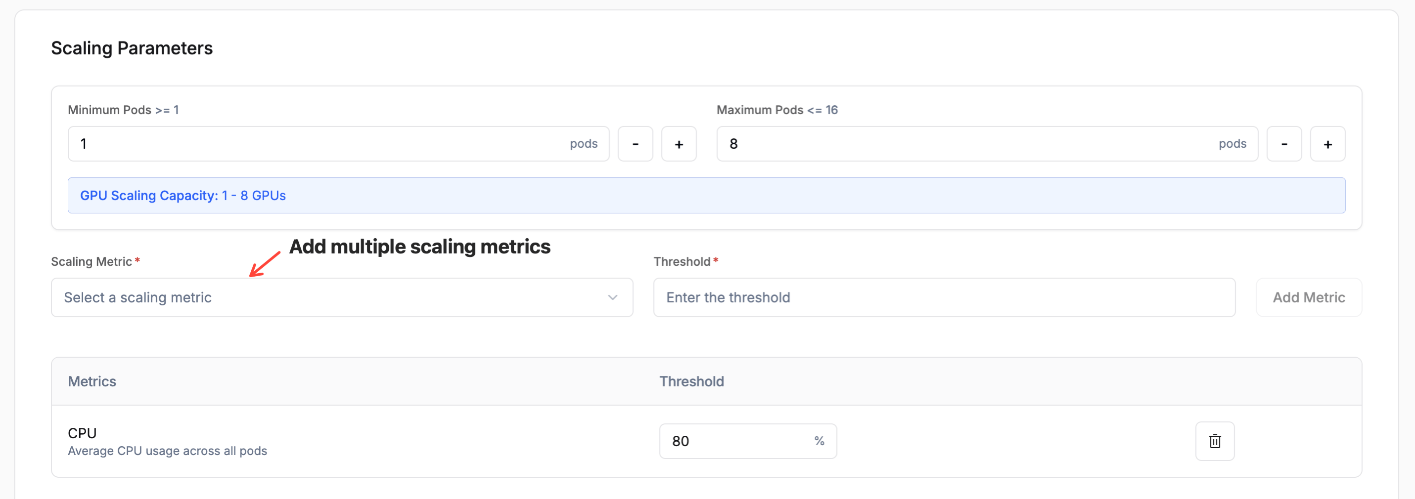 Scaling parameters