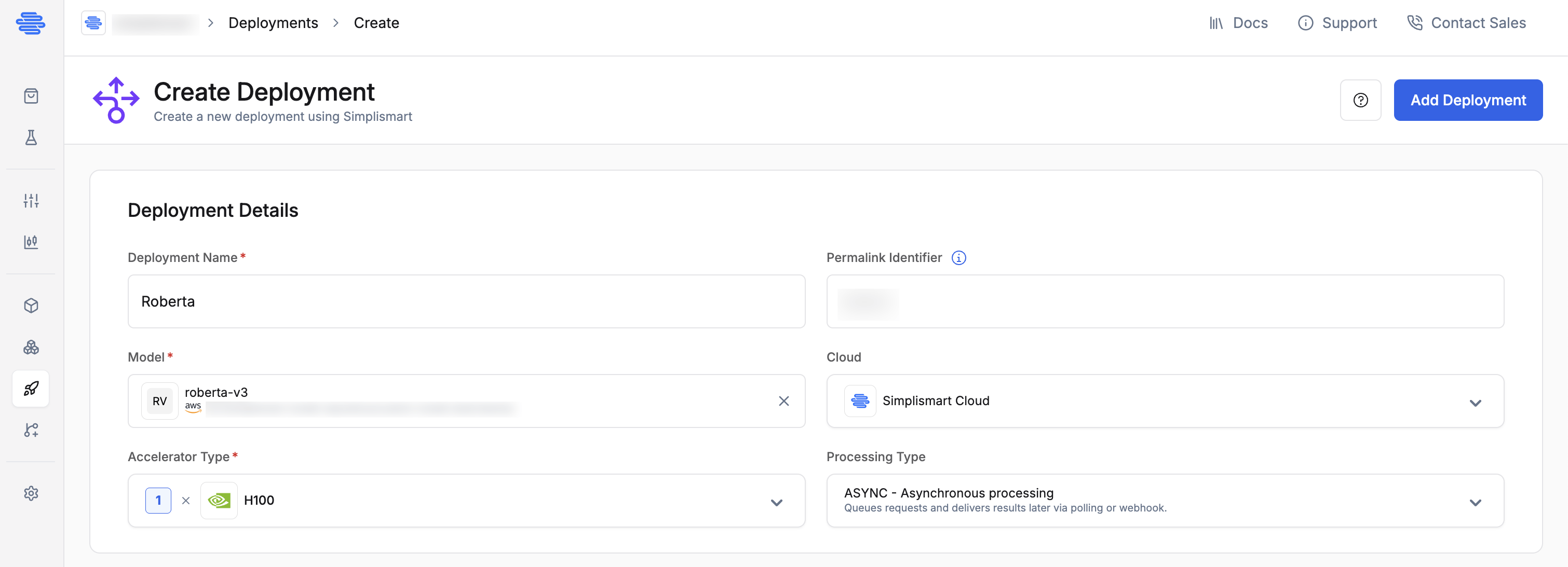 Accelerator type selection - Simplismart Cloud