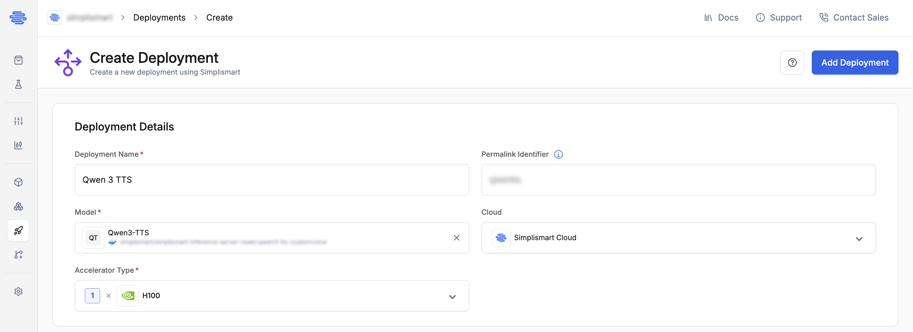 Accelerator type selection - Simplismart Cloud