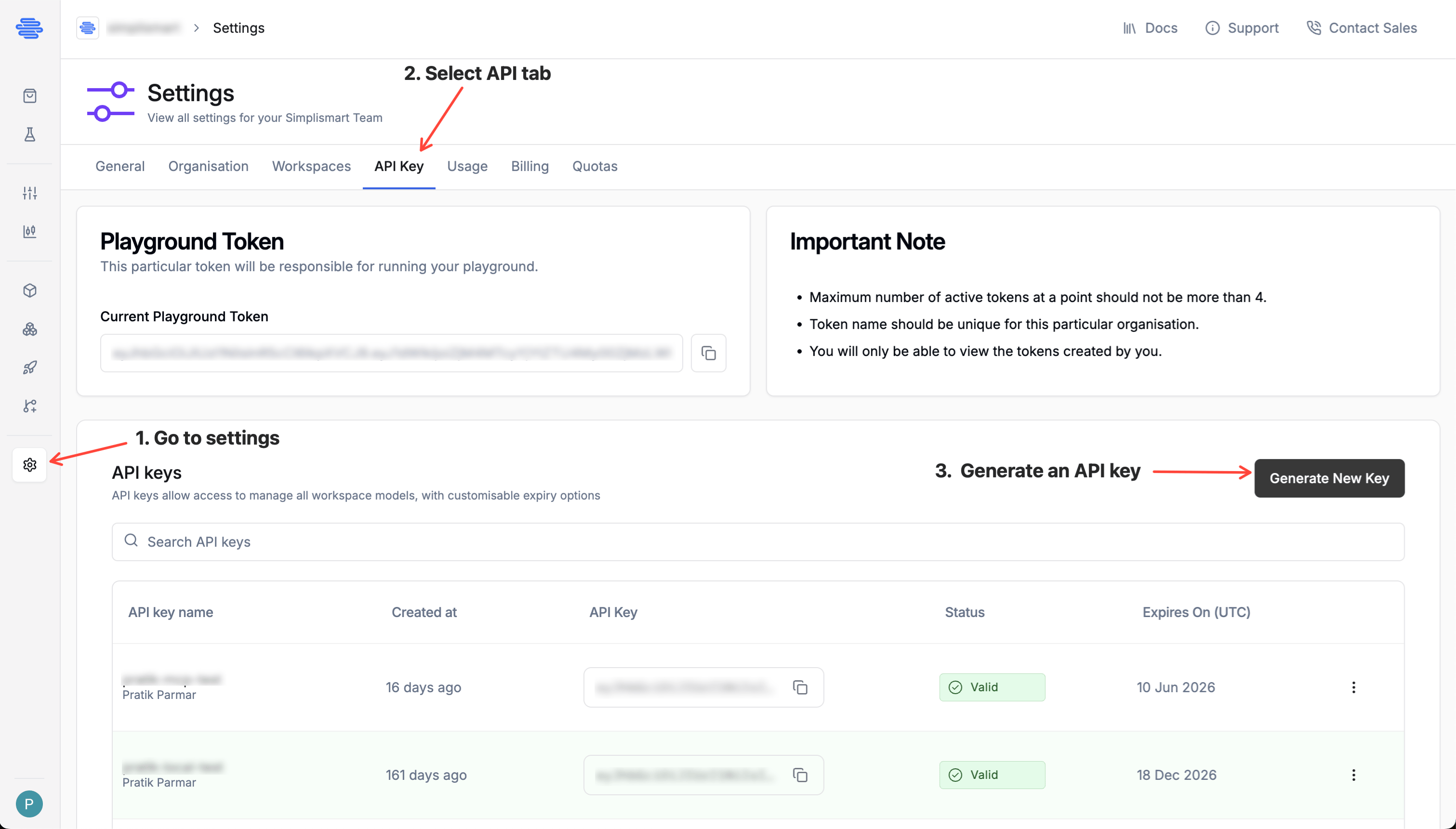 API Keys Nav
