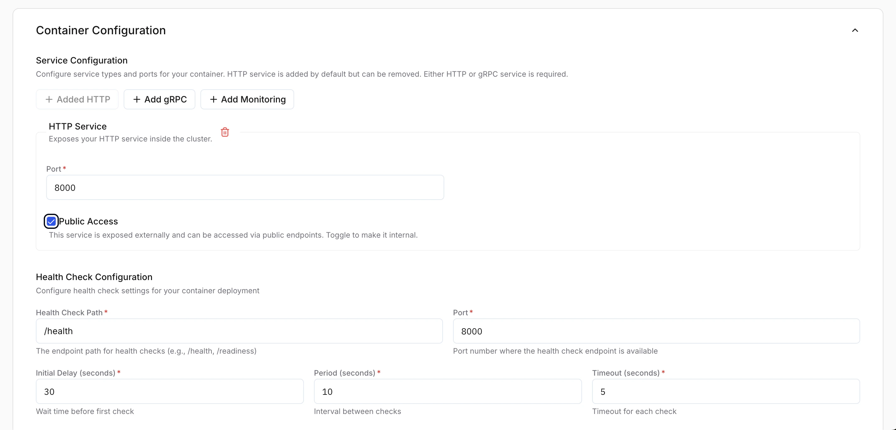 Container configuration