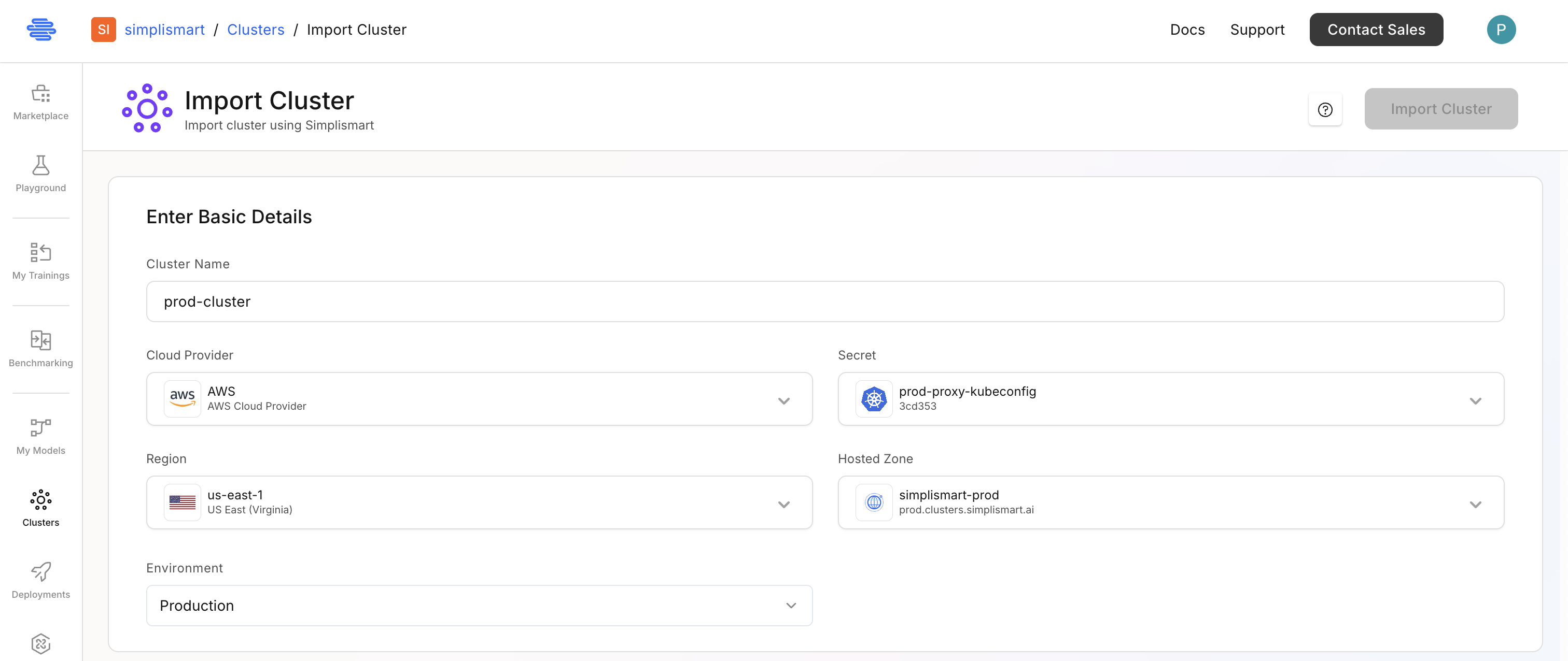 Import a Kubernetes Cluster - Simplismart