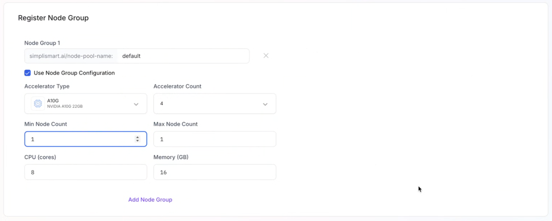 Node Group Configuration