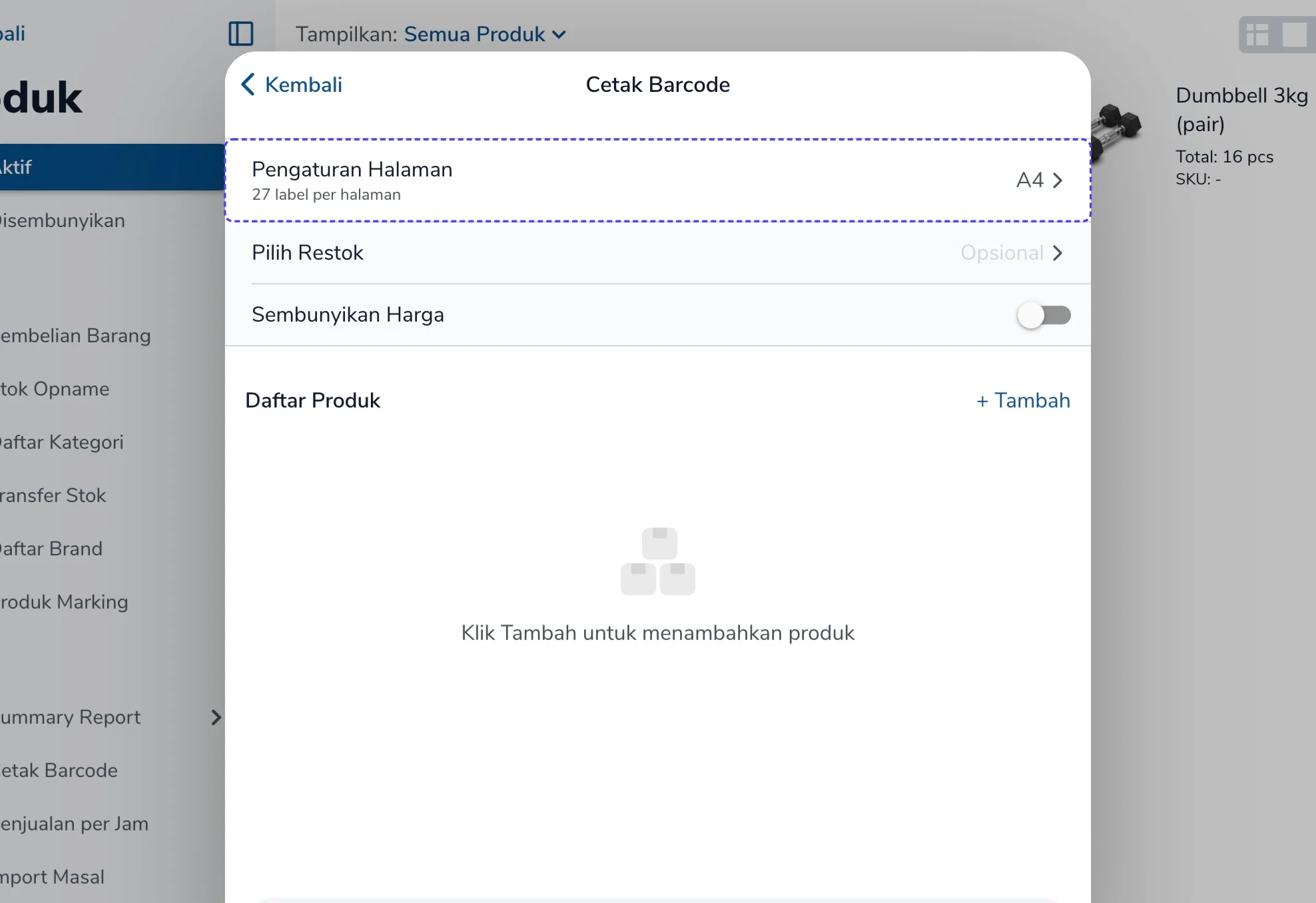 Tombol Pengaturan Halaman