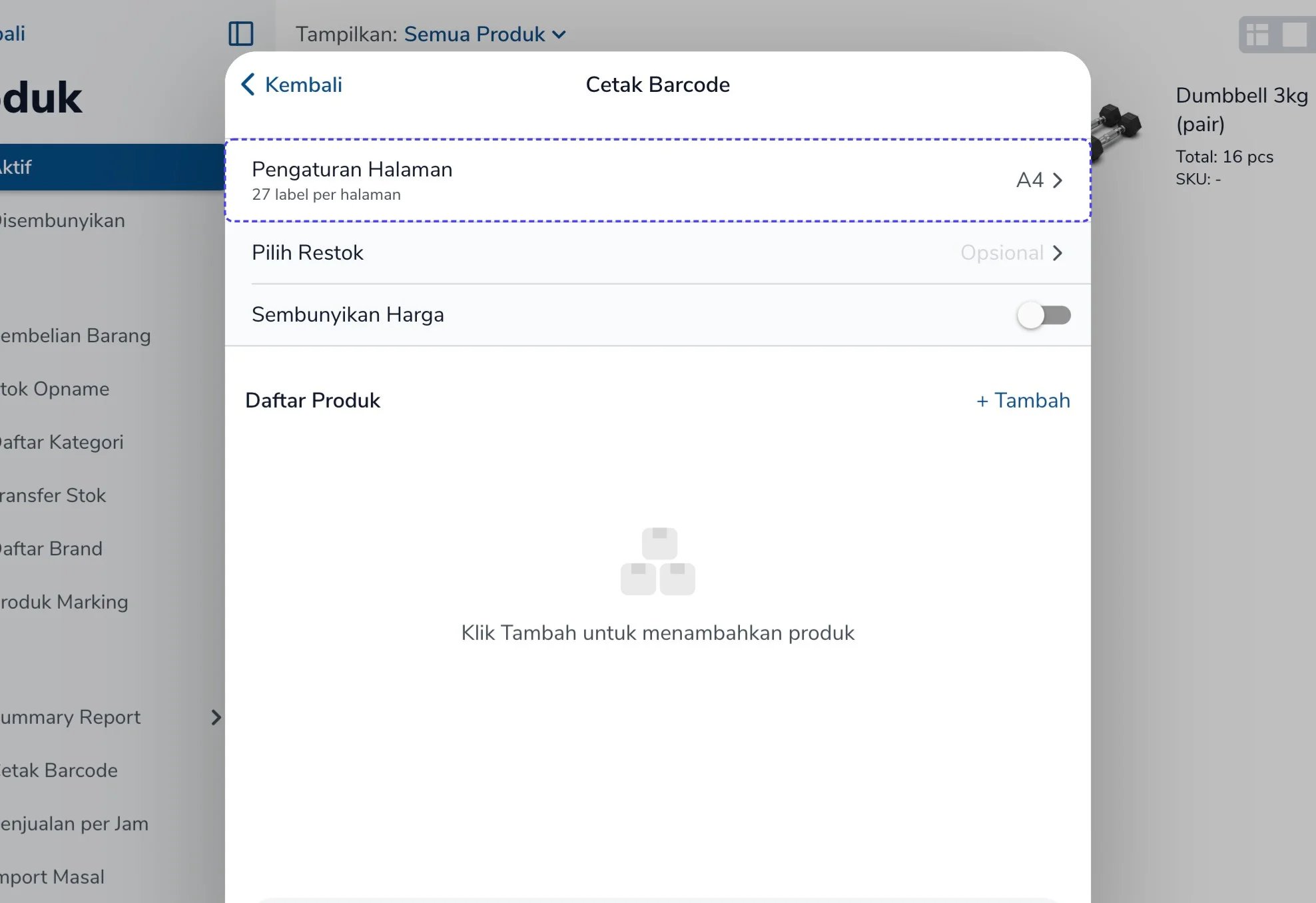 Tombol Pengaturan Halaman