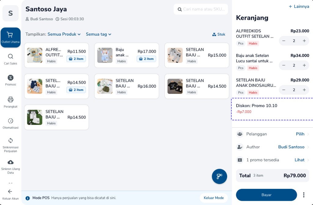 Keranjang dengan baris Diskon Promo 10.10 minus Rp7.000