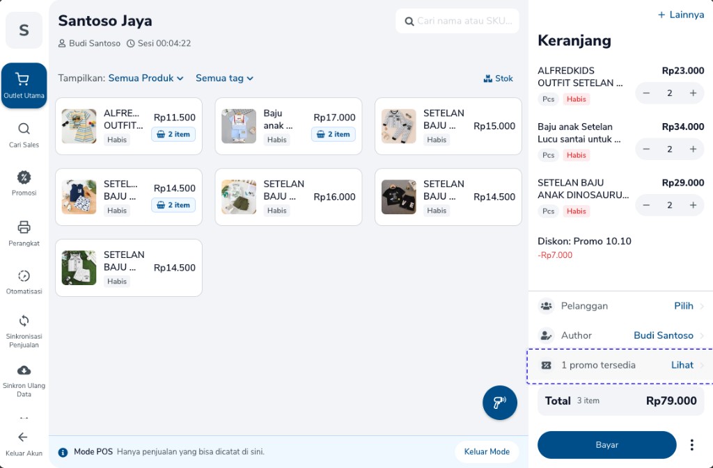 Keranjang dengan baris 1 promo tersedia dan Lihat