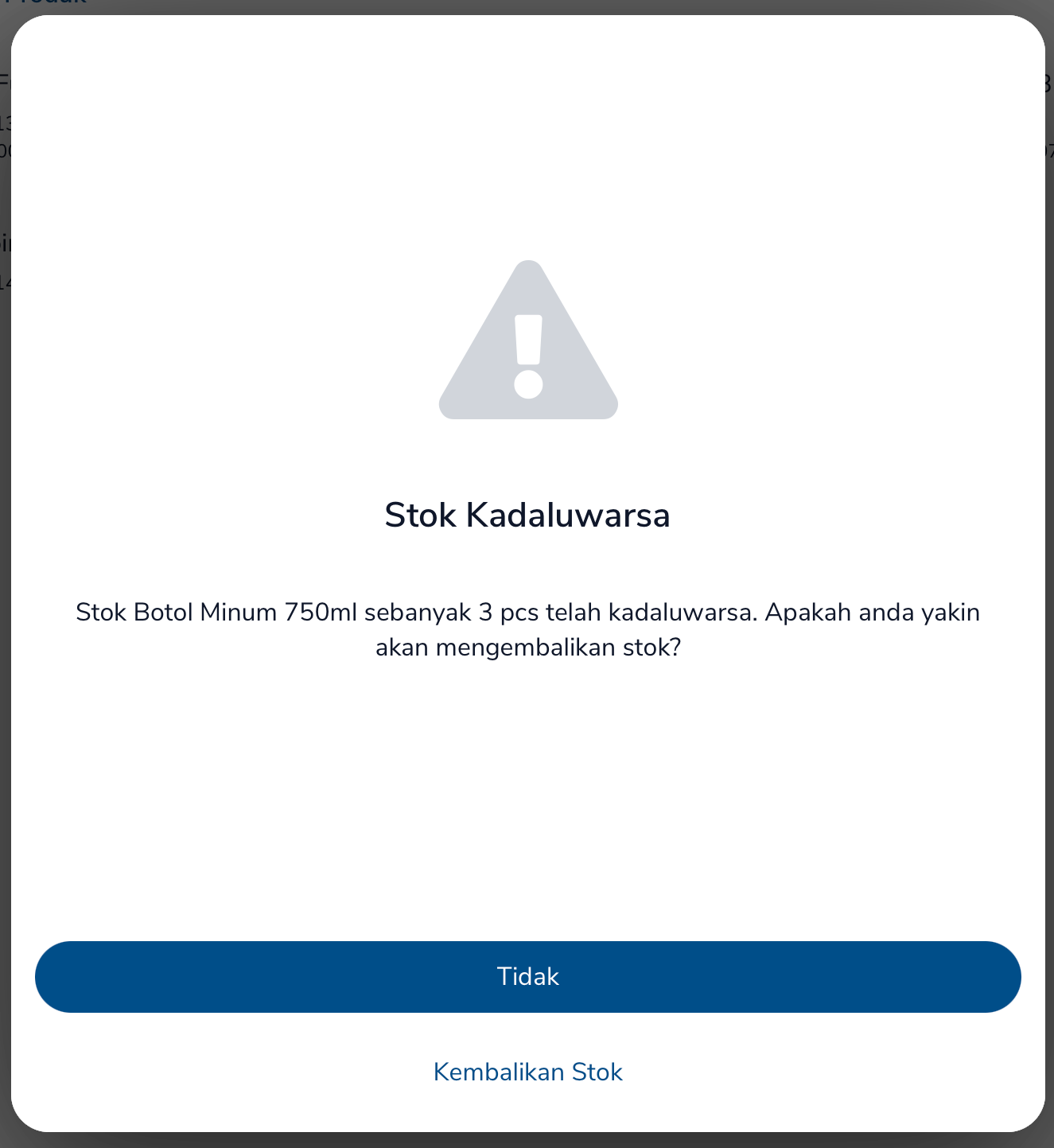Konfirmasi Kembalikan Stok kadaluwarsa