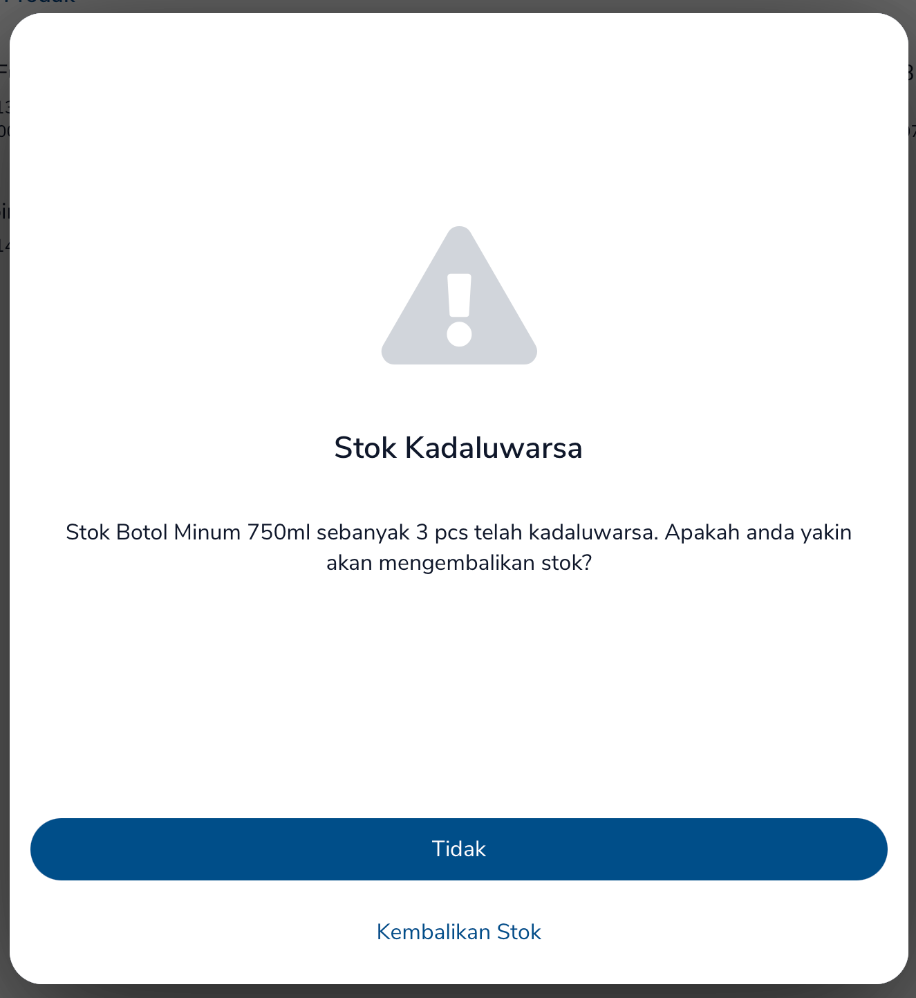 Konfirmasi Kembalikan Stok kadaluwarsa