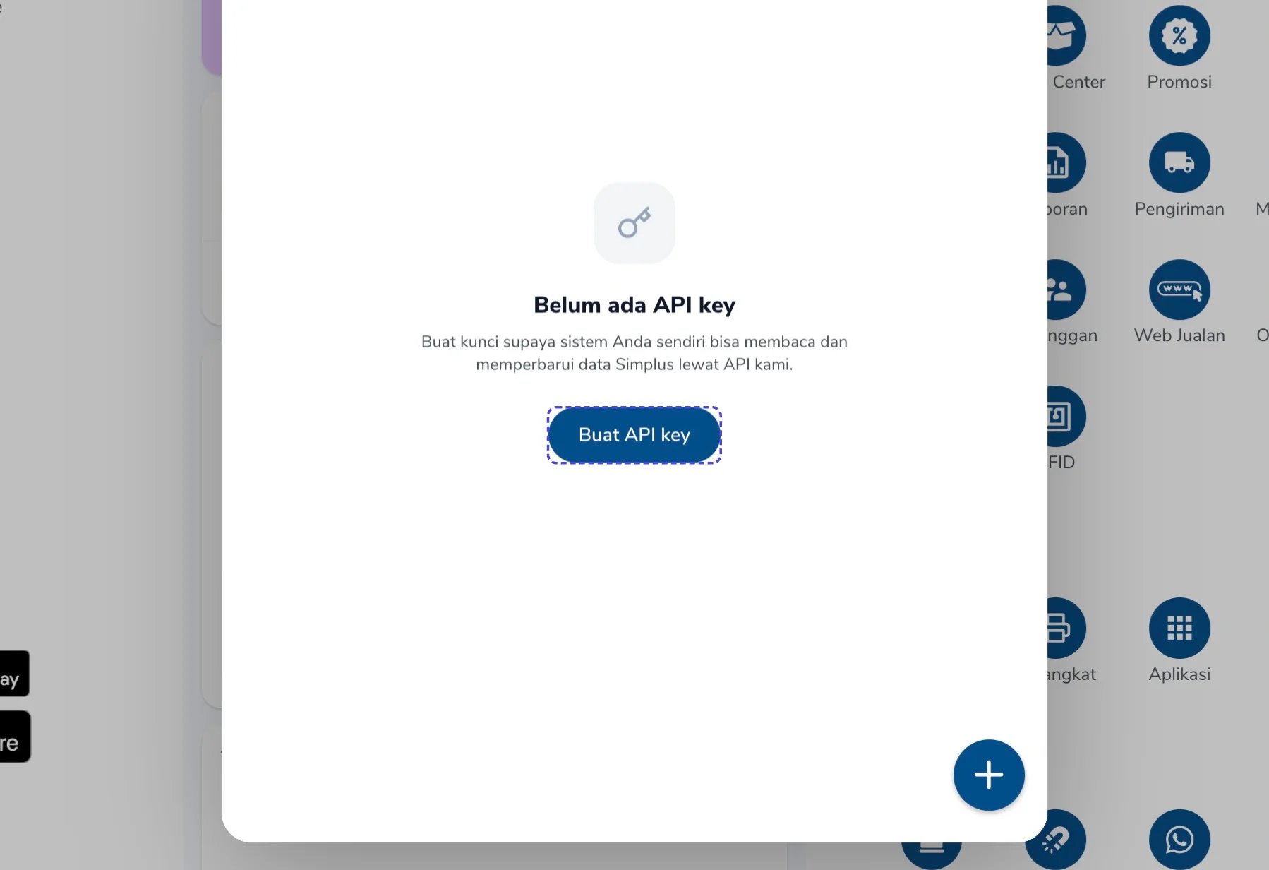 Tombol Buat API key di halaman API Key