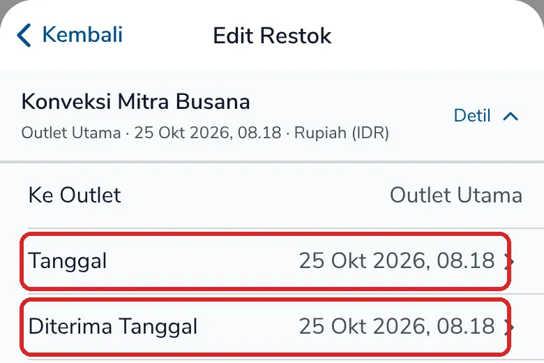 Tanggal dan Diterima Tanggal sudah diganti menjadi 25 Okt 2026