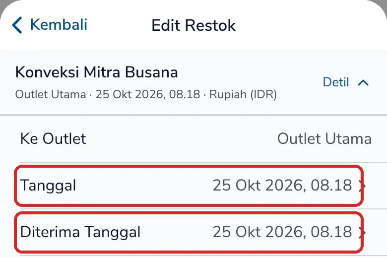 Tanggal dan Diterima Tanggal sudah diganti menjadi 25 Okt 2026