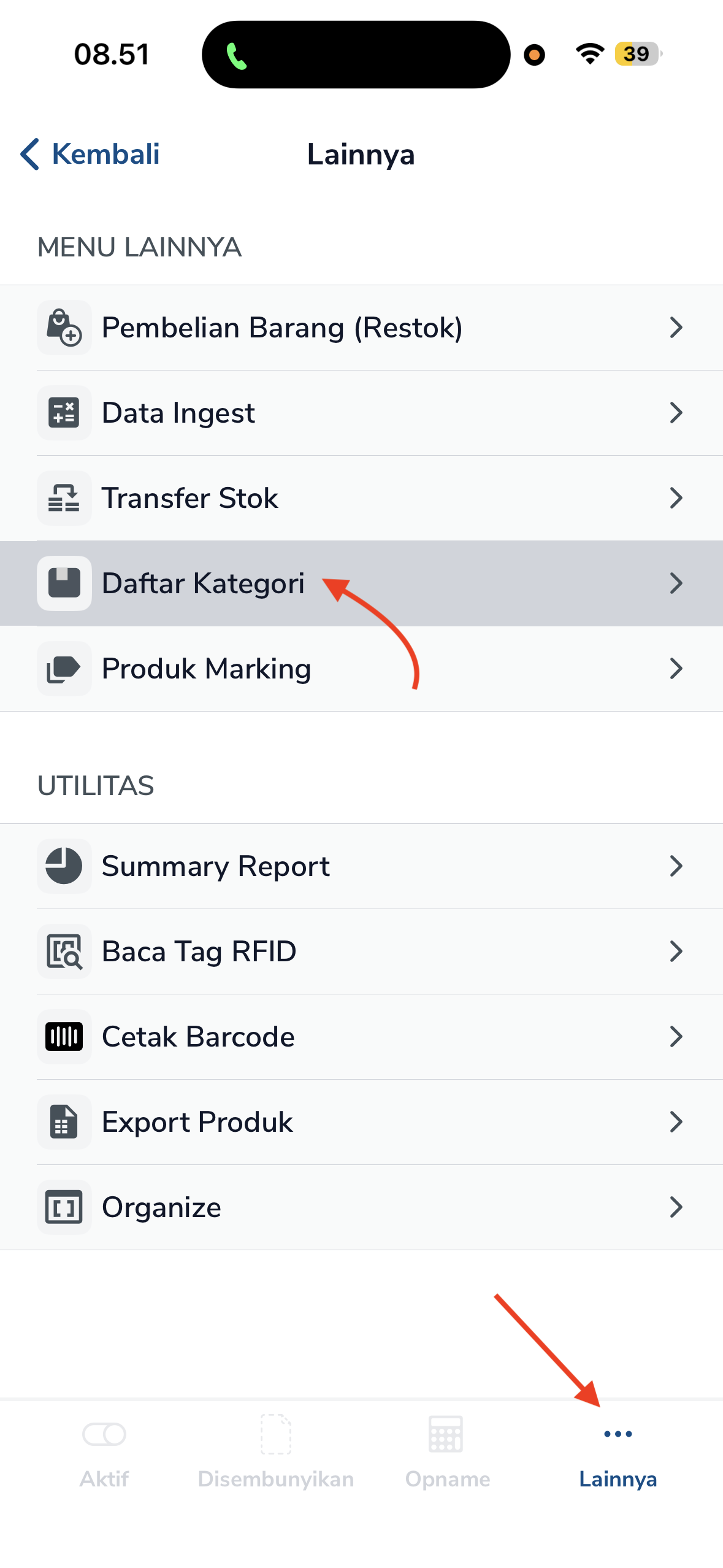 Daftar Kategori di mobile