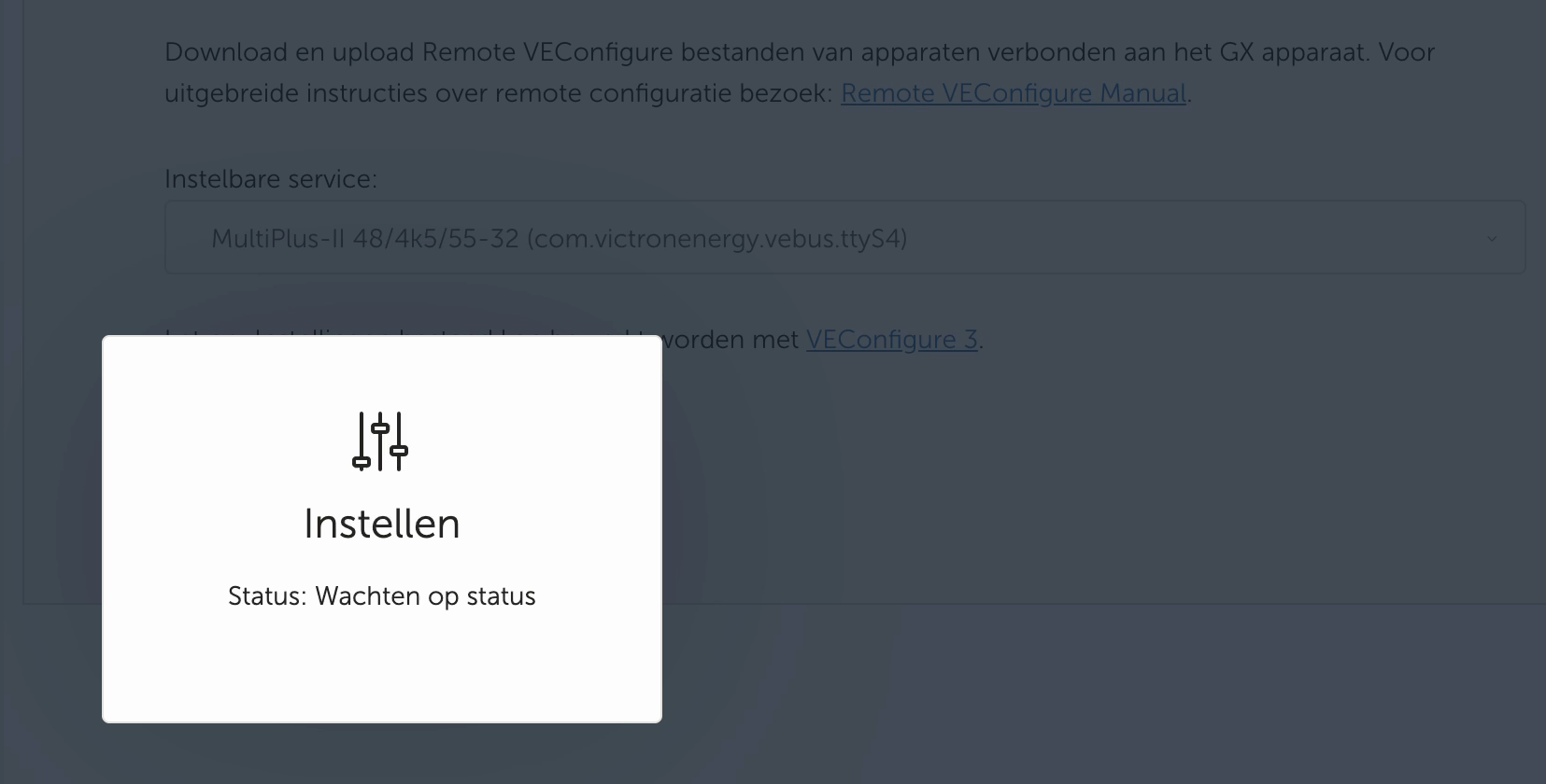 Remote VEConfigure in VRM zet het aangepaste configuratiebestand terug