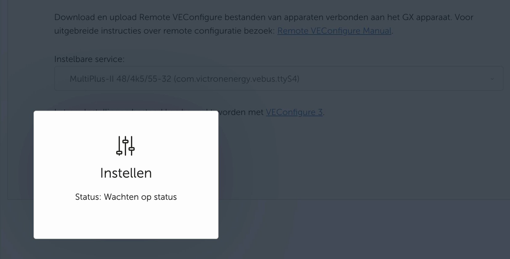 Remote VEConfigure in VRM zet het aangepaste configuratiebestand terug