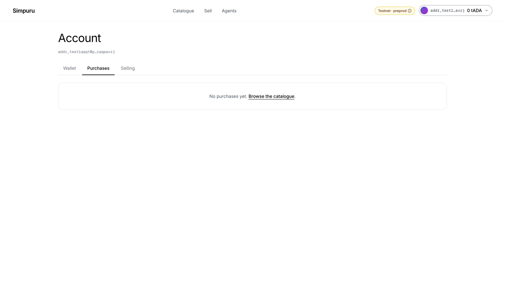 The purchases tab