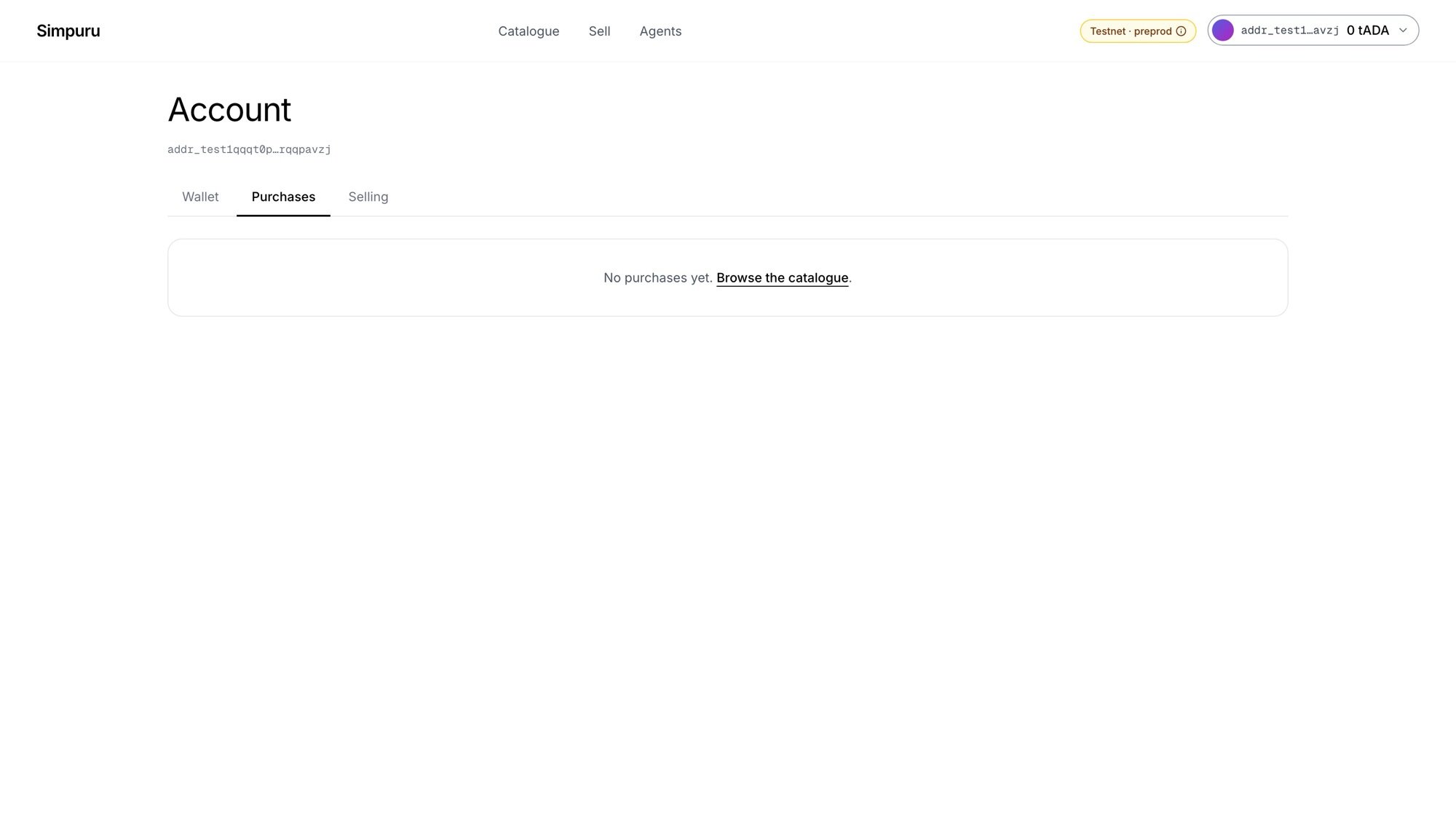 The purchases tab