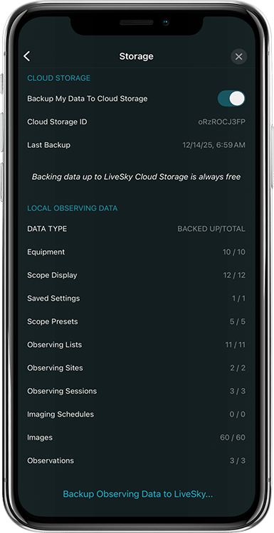 Storage settings