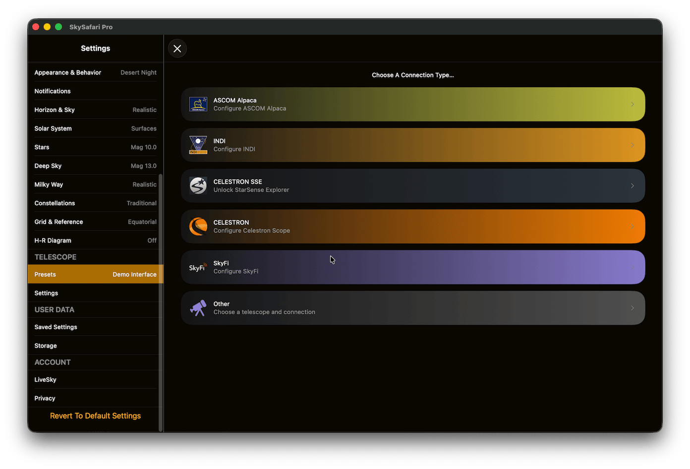 Scope presets