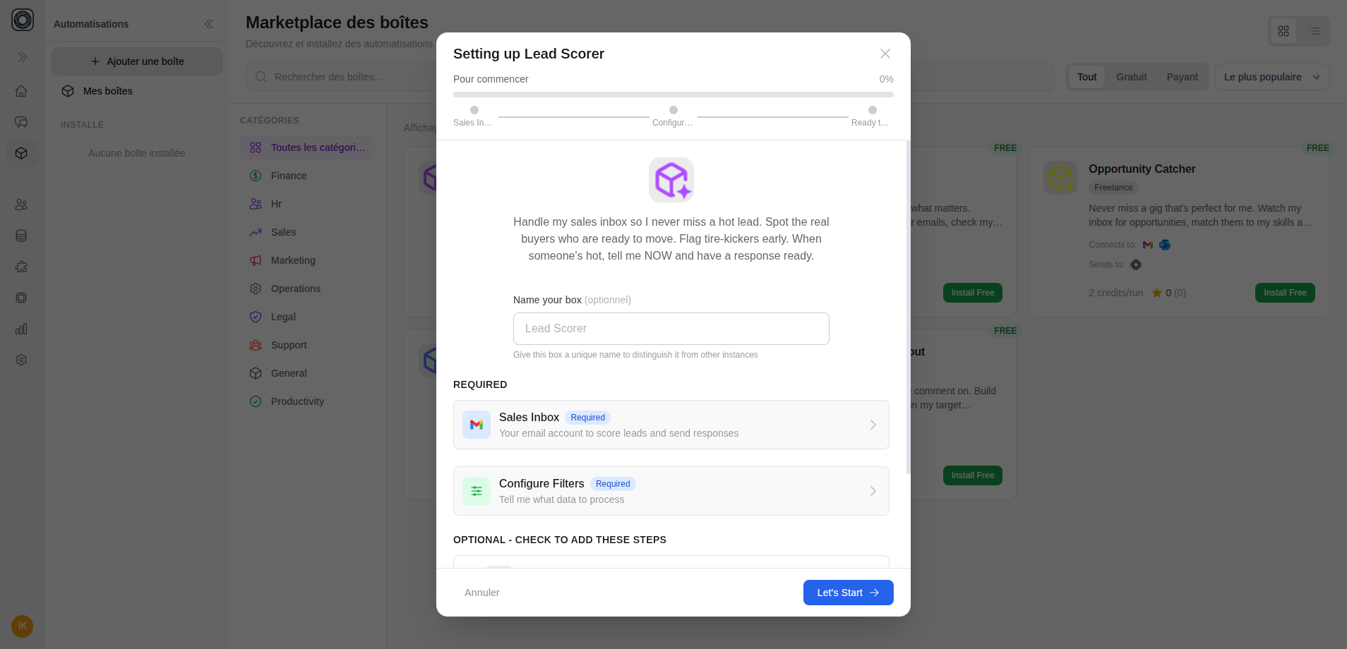 Install wizard - connect apps