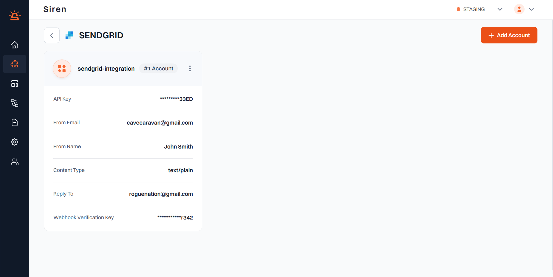 sendgrid integration screenshot