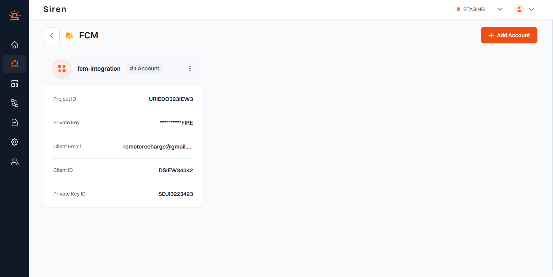 FCM integration screenshot