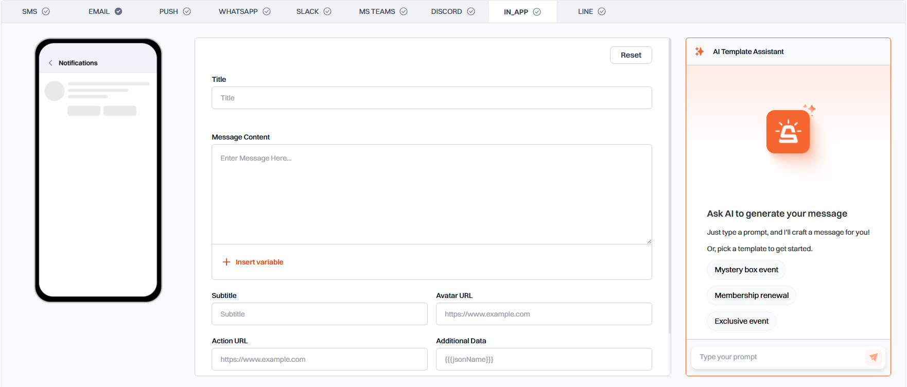 In-App Template