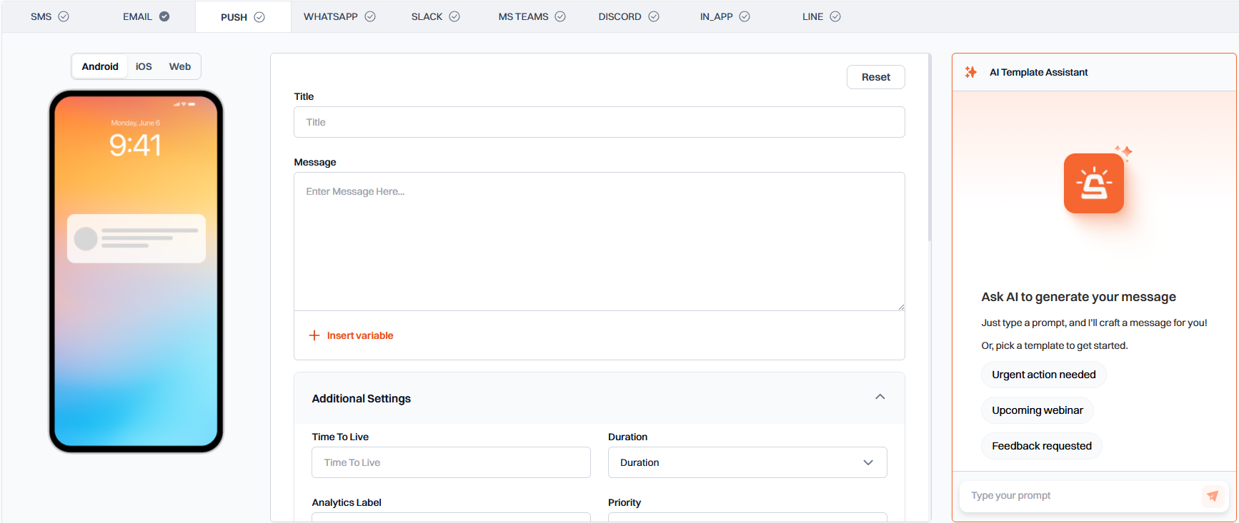 Push Notification Template