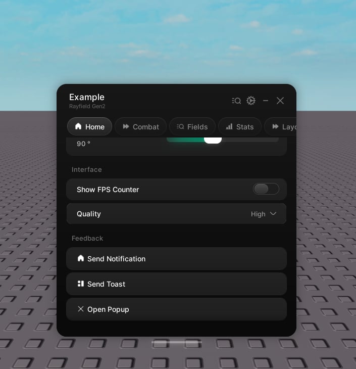 Button elements in a window