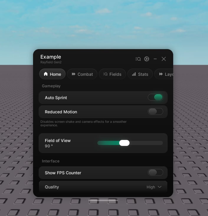 A slider set within its range