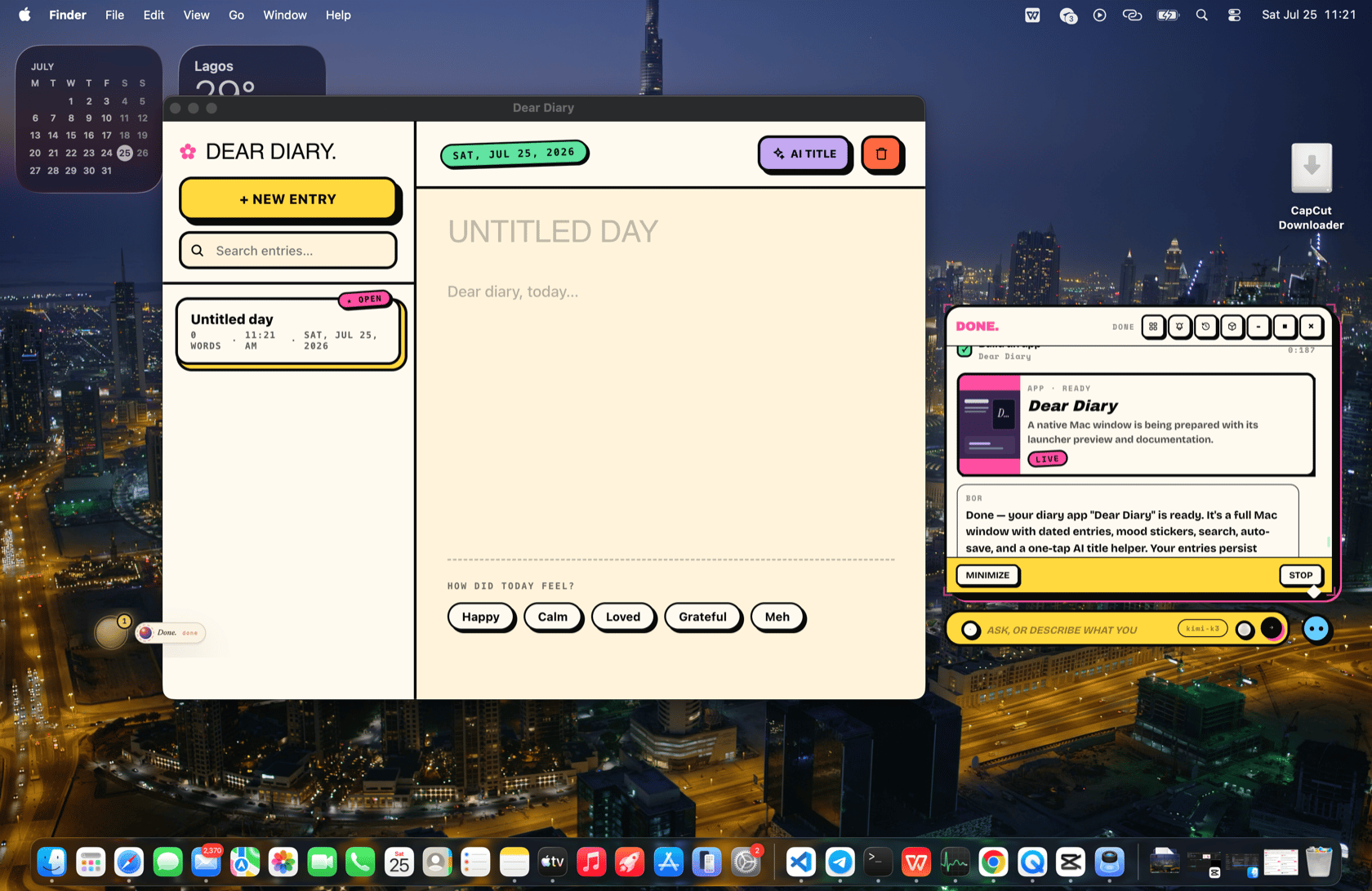 A native-feeling Mac app generated by Bed of Roses, open as its own window