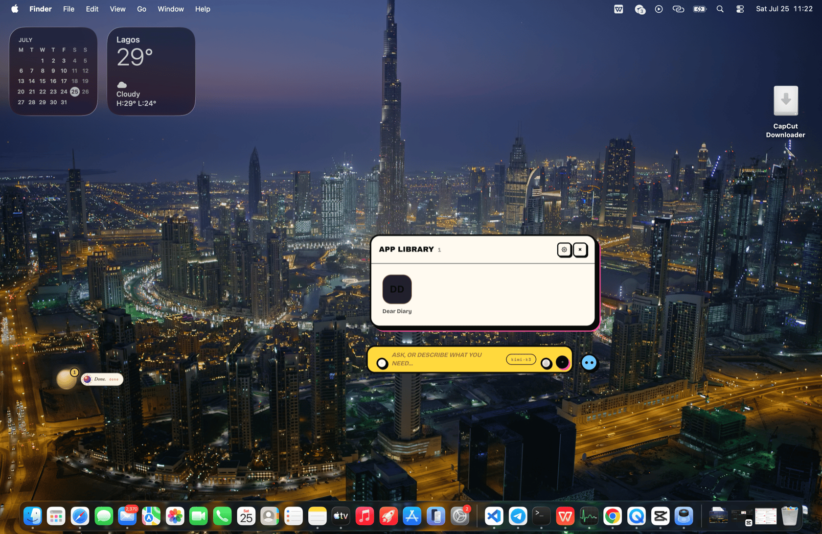 The presence's app library: every app it has built, ready to relaunch or update